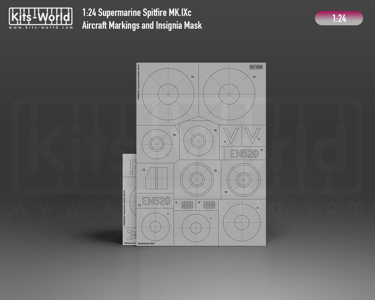 Kits-World M124003 1:24 Supermarine Spitfire Mk.IXc Aircraft Markings & Insignia Mask