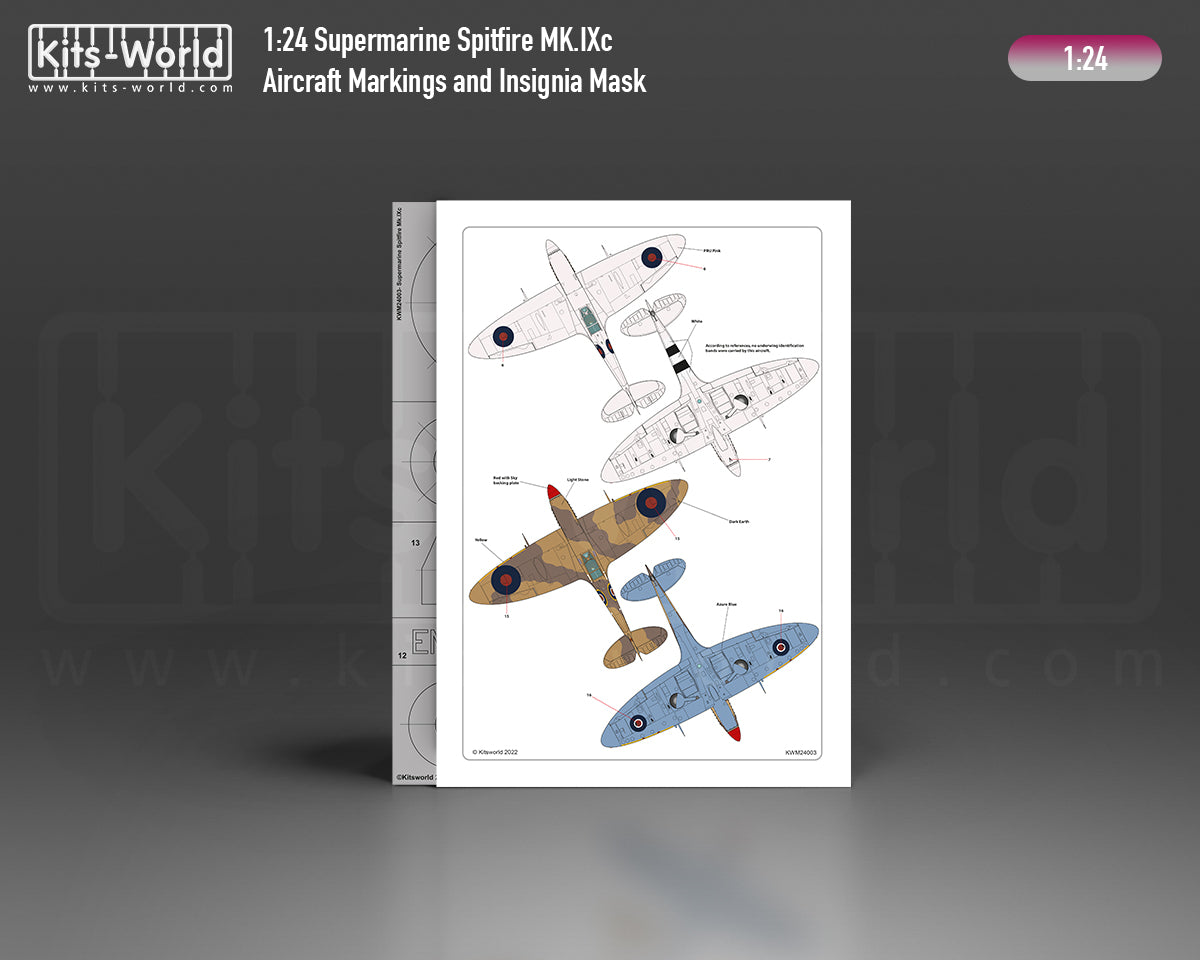 Kits-World M124003 1:24 Supermarine Spitfire Mk.IXc Aircraft Markings & Insignia Mask