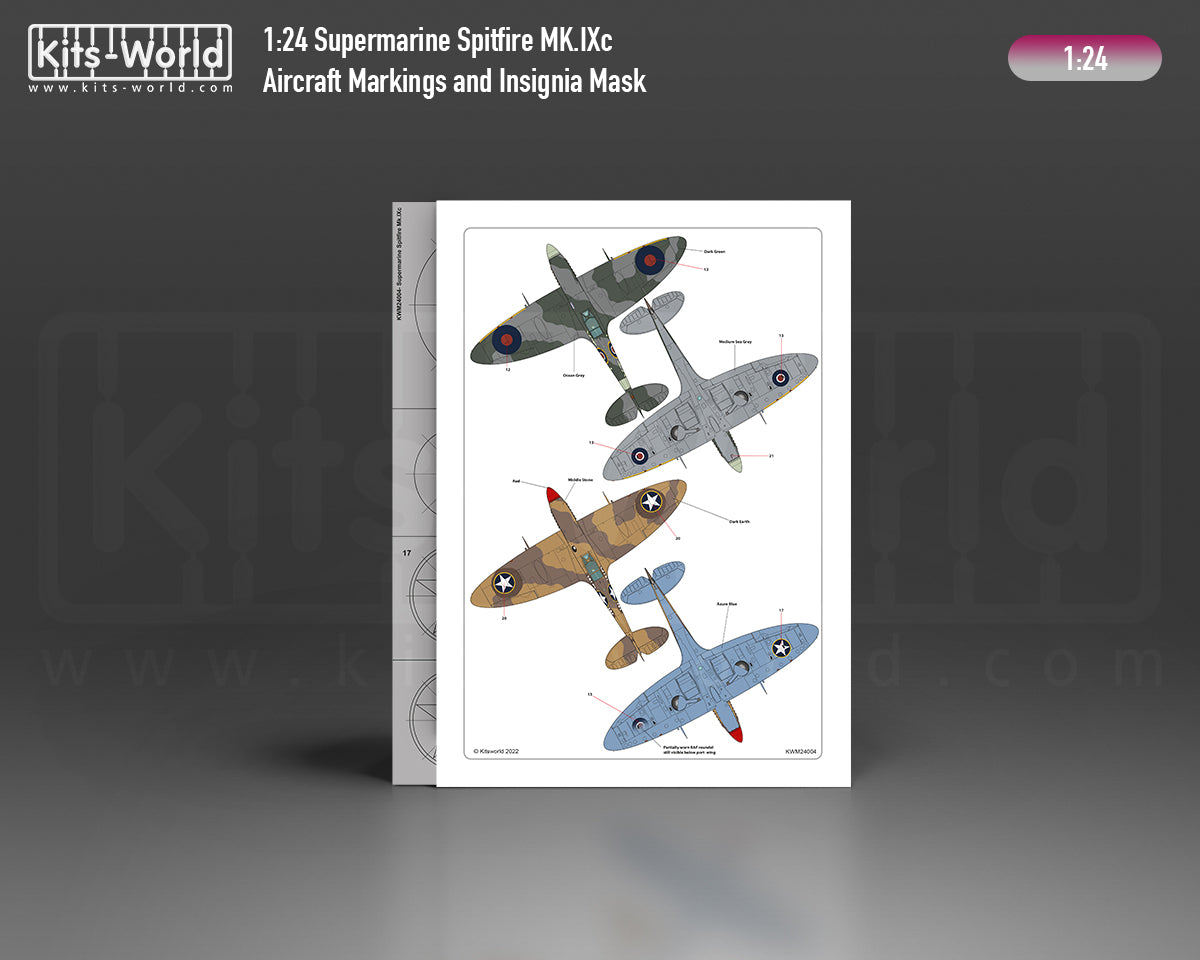 Kits-World M124004 1:24 Supermarine Spitfire Mk.IXc Aircraft Markings & Insignia Mask