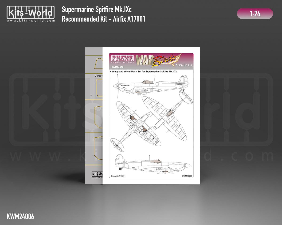 Kits-World KWM24006 1:24 Supermarine Spitfire Mk.IXc Canopy and Wheel Mask