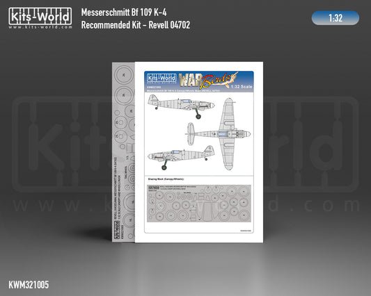 Kits-World M321005 1:32 Messerschmitt Bf-109K-4 Canopy & Wheels Paint Mask (Outside Only)