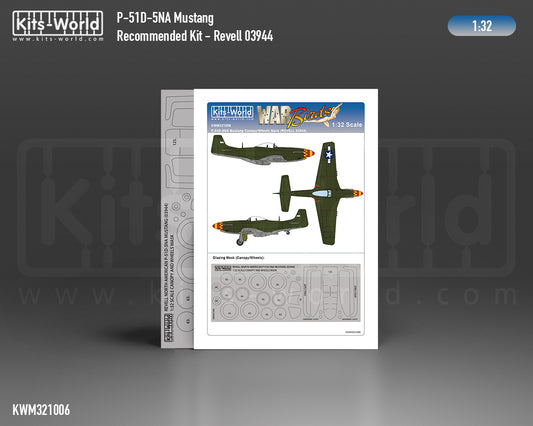 Kits-World M321006 1:32 North-American P-51D-5NA Mustang Canopy & Wheels Paint Mask (Outside Only)