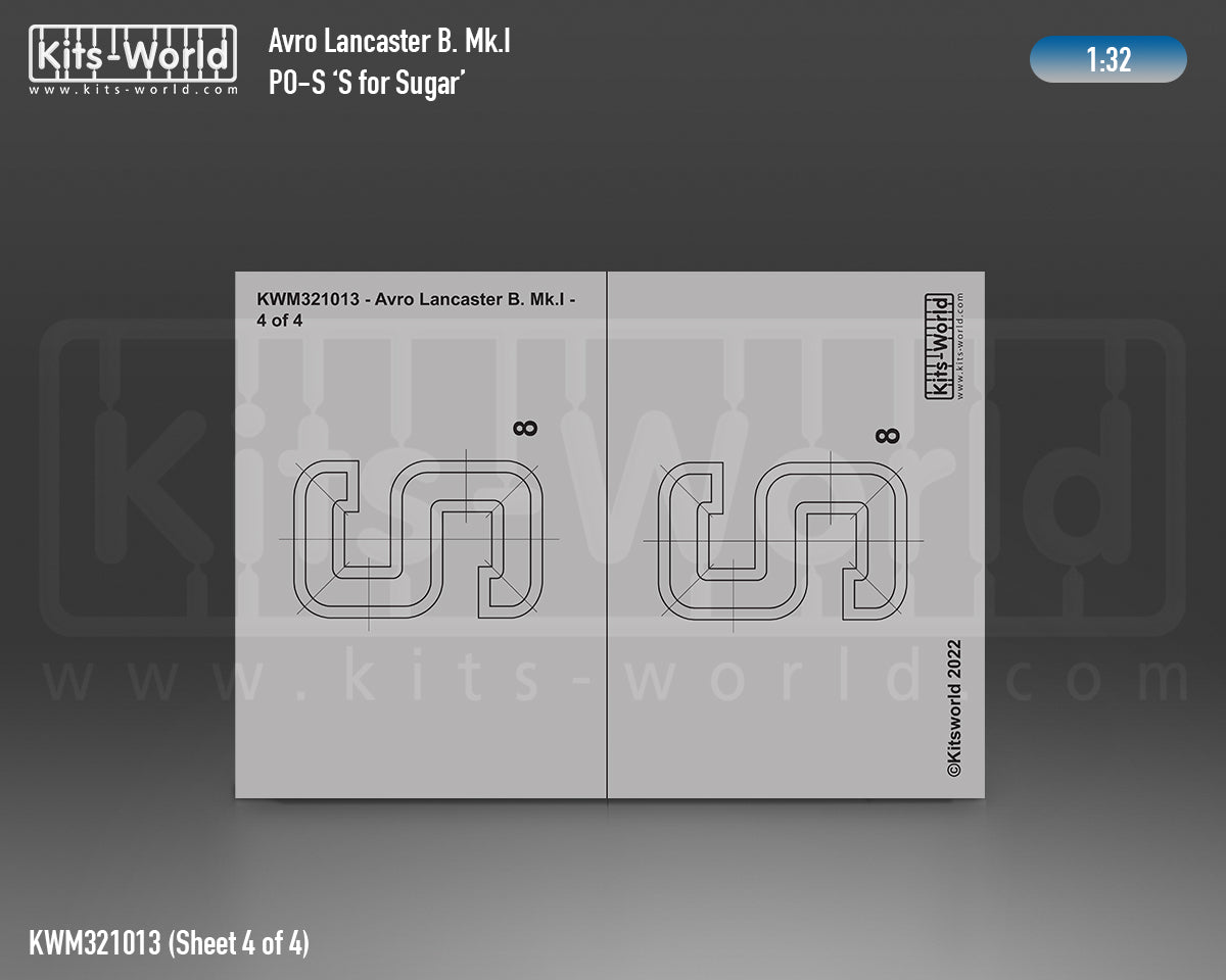 Kits-World M321013 1:32 Avro Lancaster B.I/III PO-S (S for Sugar) Aircraft Markings & Insignia Mask