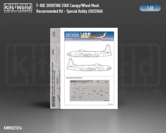 Kits-World M321014 1:32 Lockheed F-80C Shooting Star Canopy & Wheels Paint Mask (Outside Only)