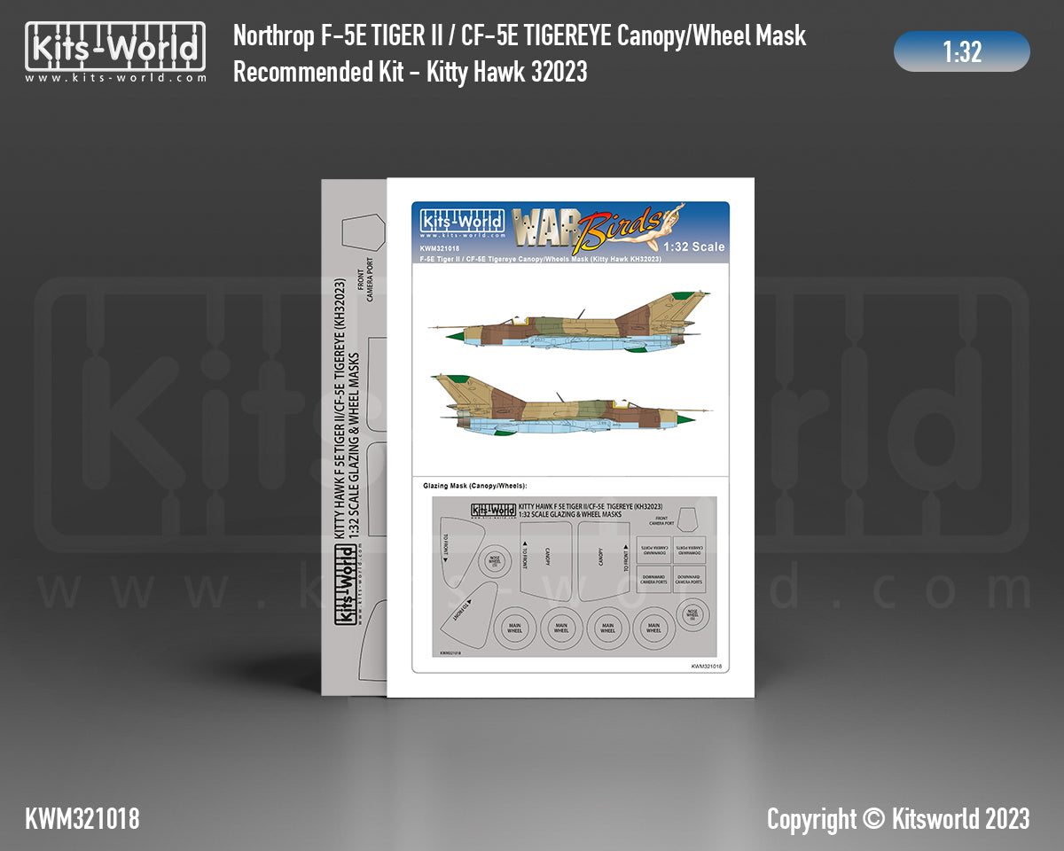 Kits-World KWM321018 1:32 F-5E Tiger II CF-5E TigerEye Canopy and Wheel Masks