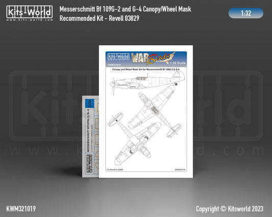 Kits-World KWM321019 1:32 Messerschmitt Bf-109G-2/Bf-109G-4 wheels and canopy frame paint mask