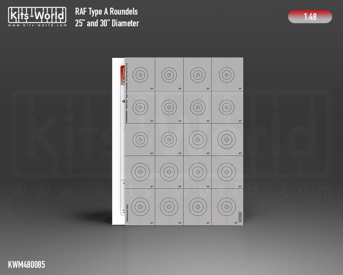 Kits-World M480085 1:48 RAF Type A Roundels 25" and 30" Diameter Paint Mask