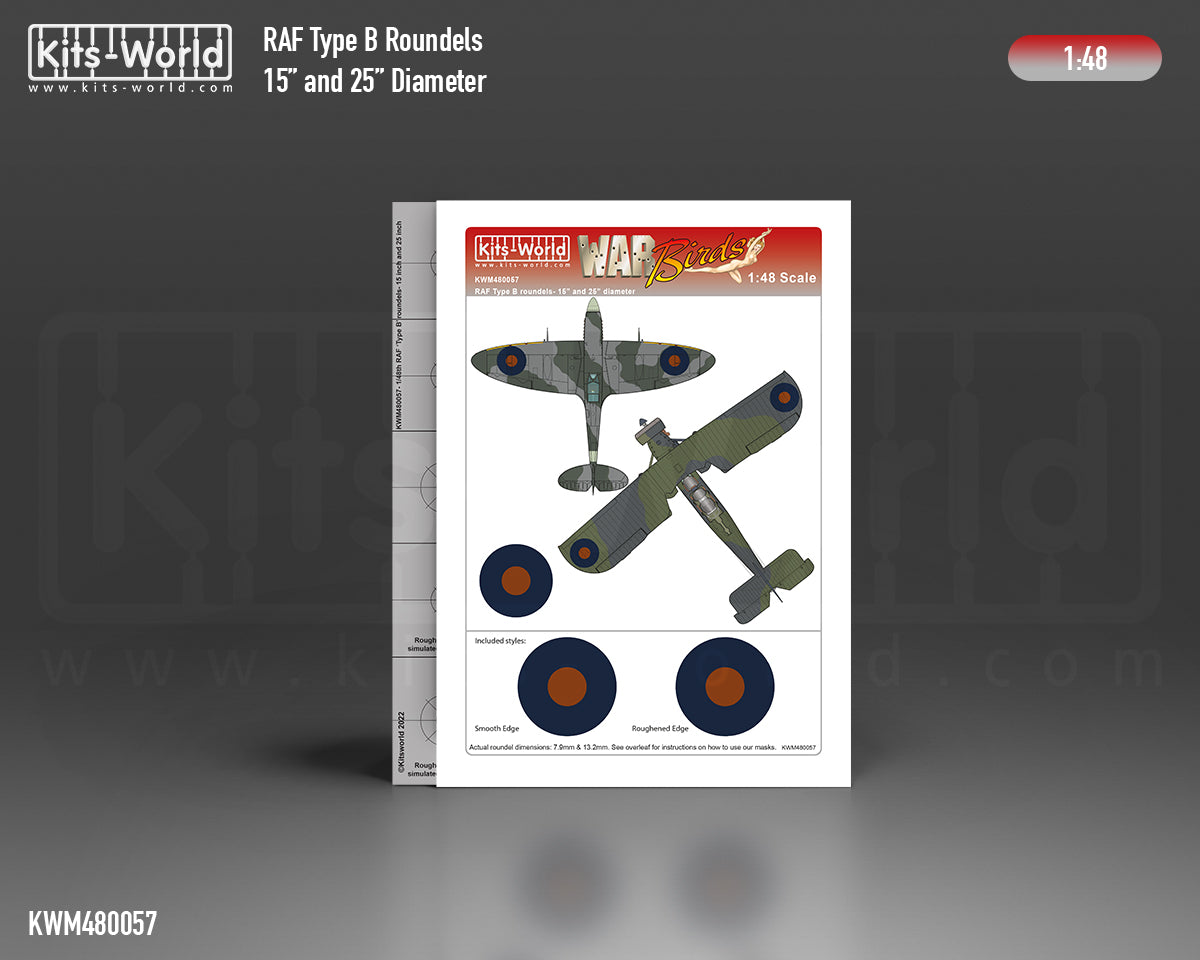 Kits-World M480057 1:48 RAF Type B Roundels 15" and 25" Diameter Paint Mask