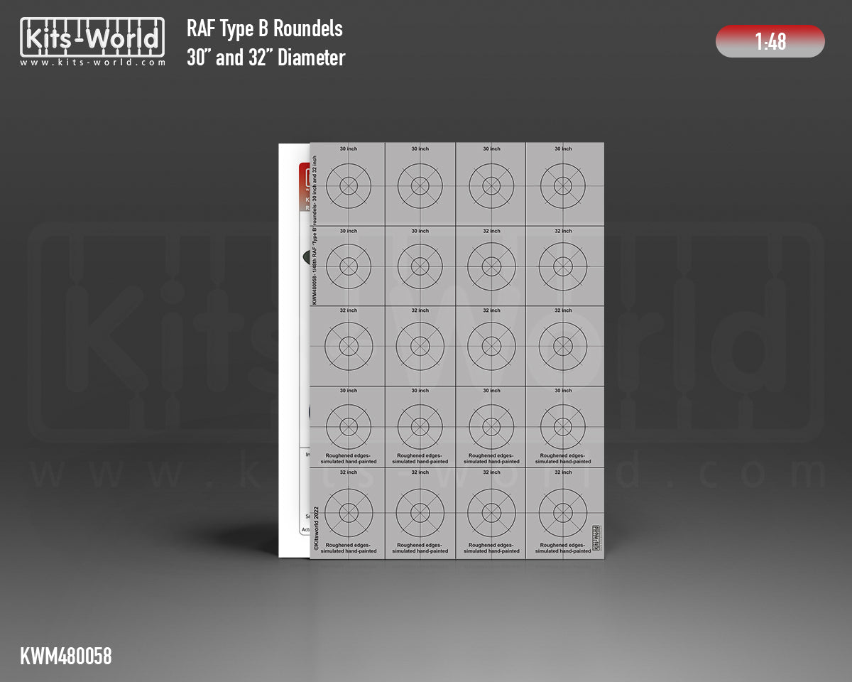 Kits-World M480058 1:48 RAF Type B Roundels 30" and 32" Diameter Paint Mask