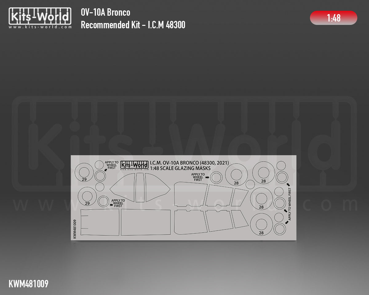 Kits-World M481009 1:48 North-American/Rockwell OV-10A Bronco Canopy & Wheels Paint Mask (Outside Only)