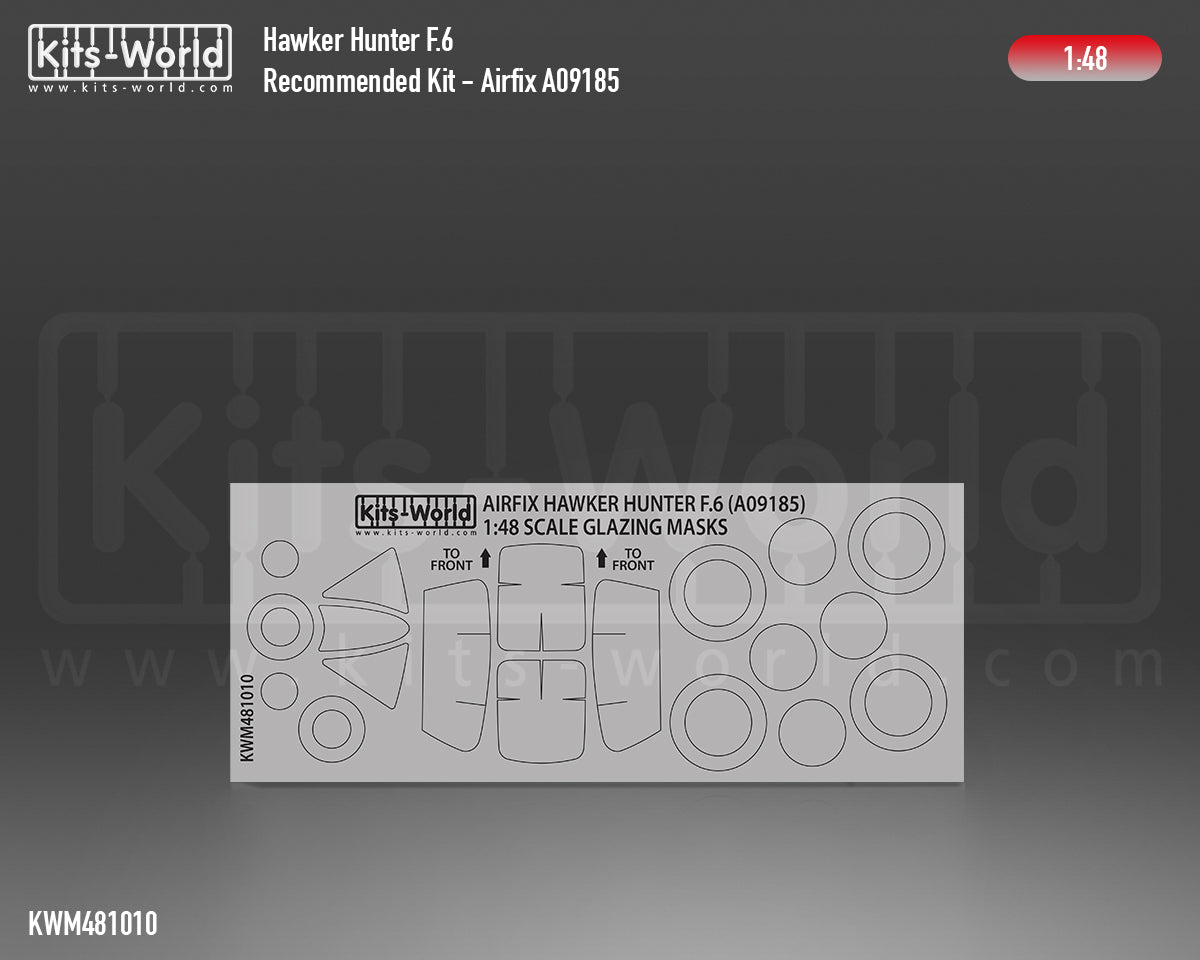 Kits-World M481010 1:48 Hawker Hunter F.4/F.6 Canopy & Wheels Paint Mask (Outside Only)