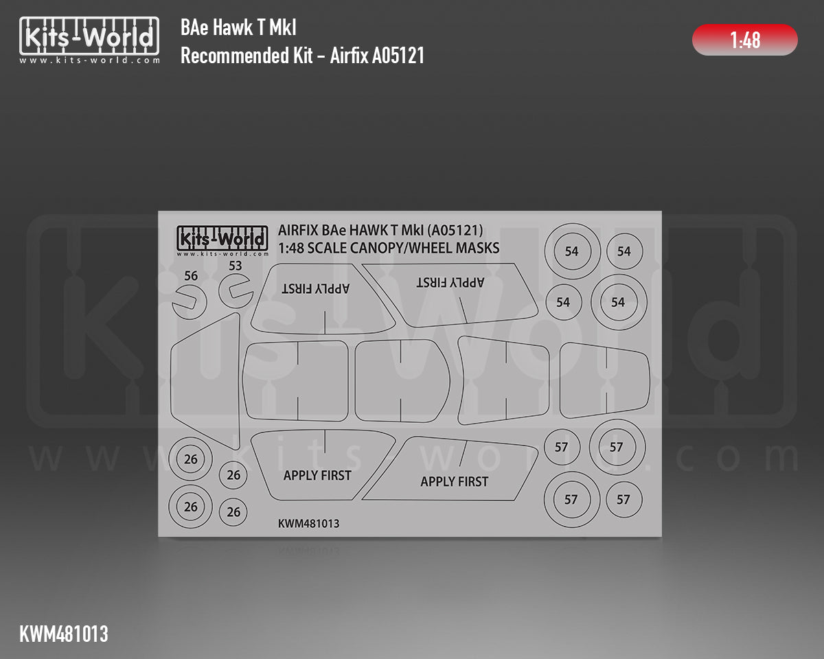 Kits-World M481013 1:48 Bae Hawk T Mk.I Canopy & Wheels Paint Mask (Outside Only)