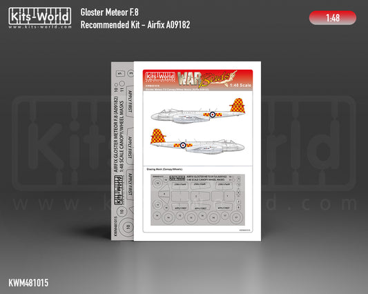 Kits-World M481015 1:48 Gloster Meteor F.8 Canopy & Wheels Paint Mask (Outside Only)