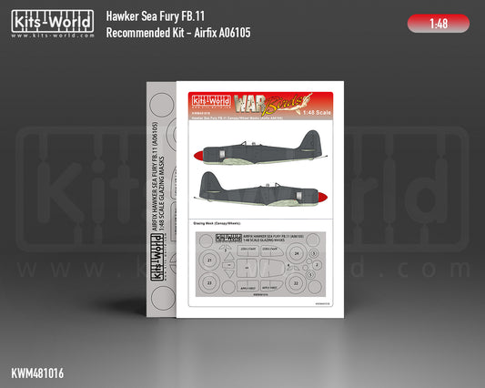 Kits-World M481016 1:48 Hawker Sea Fury FB.11 Canopy & Wheels Paint Mask (Outside Only)