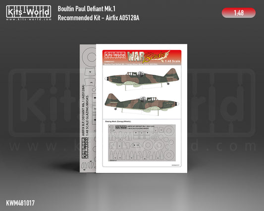 Kits-World M481017 1:48 Boulton-Paul Defiant Mk.I Canopy & Wheels Paint Mask (Outside Only)