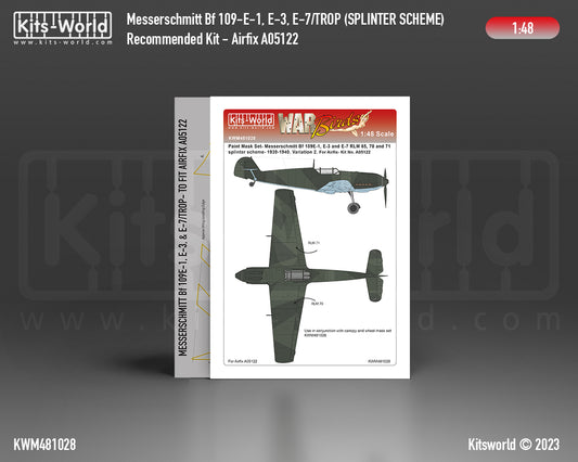 Kits-World M481028 1:48 Messerschmitt Bf 109E-1/3/7 Trop. Splinter Scheme (Simplified 1939-1940) Paint Mask