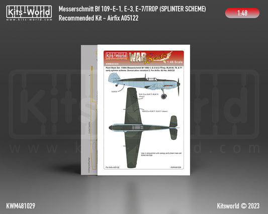 Kits-World M481029 1:48 Messerschmitt Bf 109E-1/3/7 Trop. Splinter Scheme Variation 2 Camouflage Paint Mask