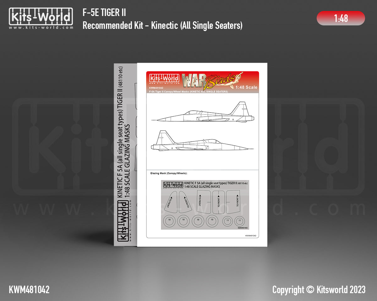 Kits-World M481042 1:48 Northrop F-5A Tiger II Canopy & Wheels Paint Mask (Outside Only)