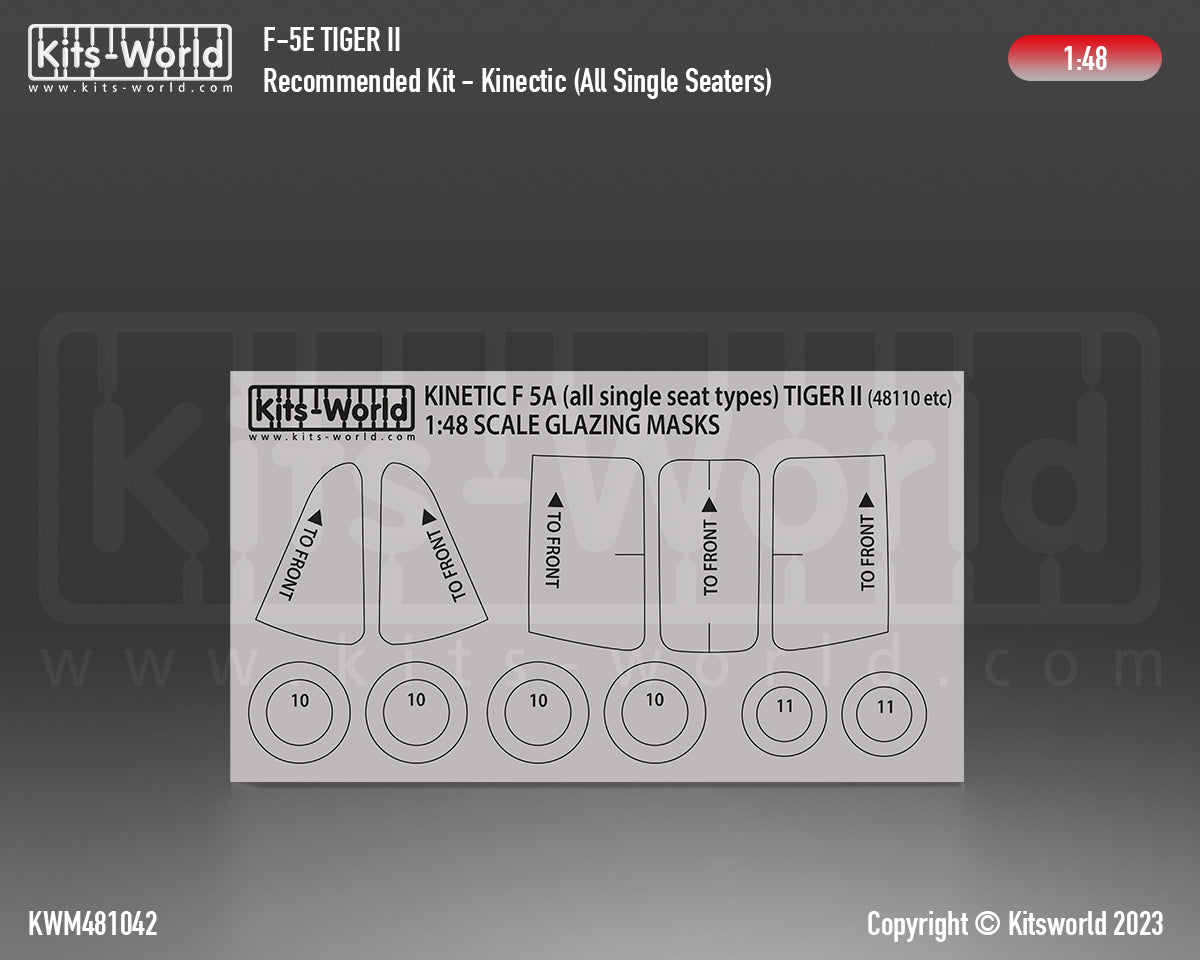 Kits-World M481042 1:48 Northrop F-5A Tiger II Canopy & Wheels Paint Mask (Outside Only)