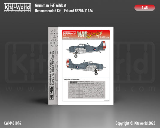 Kits-World M481046 1:48 Grumman F4F-3/4 Wildcat Canopy & Wheels Paint Mask