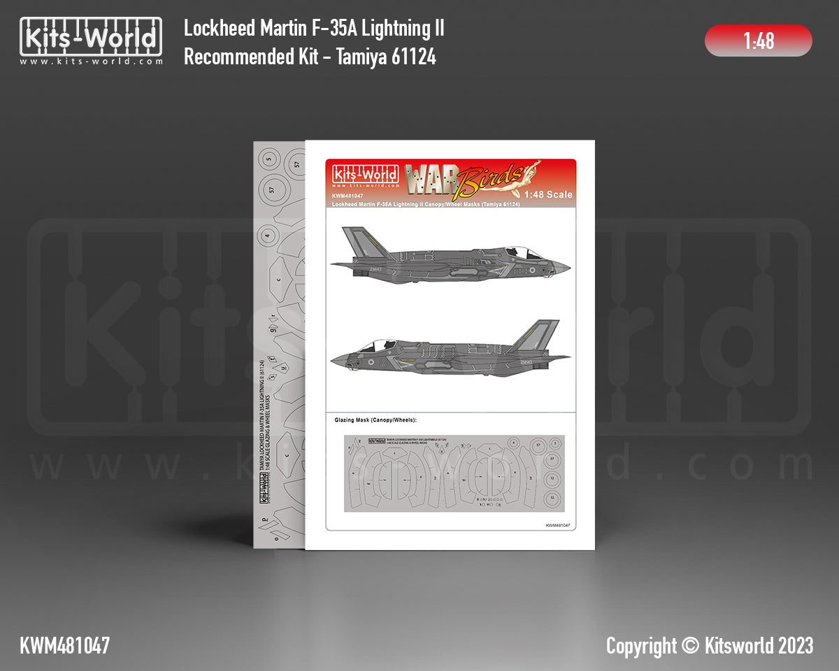 Kits-World M481047 1:48 Lockheed-Martin F-35A Lightning II Canopy & Wheels Paint Mask