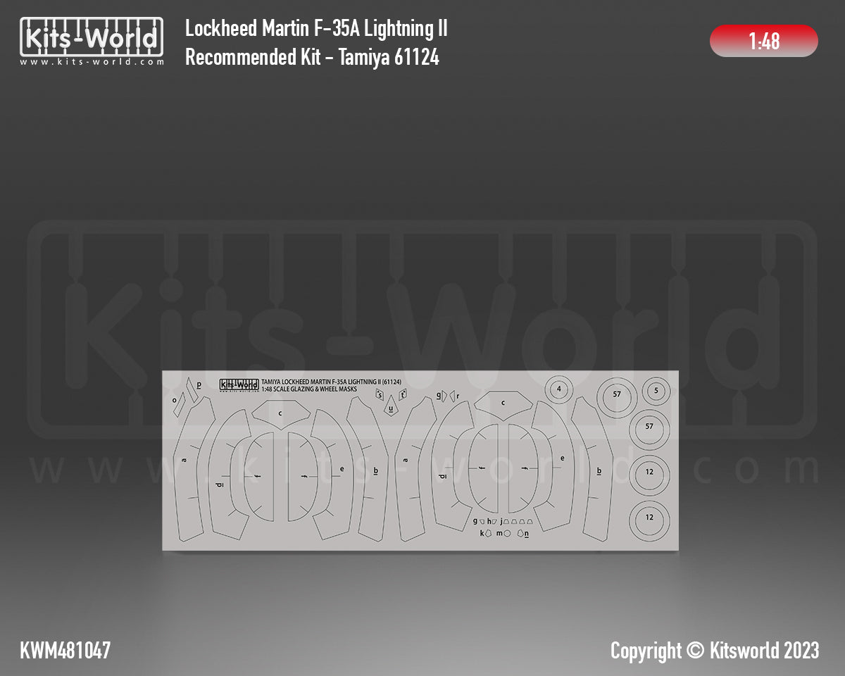 Kits-World M481047 1:48 Lockheed-Martin F-35A Lightning II Canopy & Wheels Paint Mask