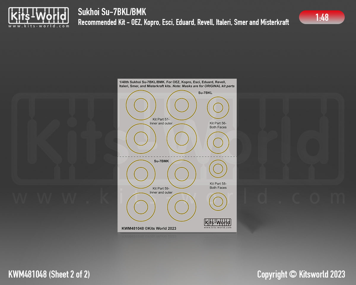 Kits-World KWM481048 1:48 Sukhoi Su-7 wheels and canopy frame paint masks