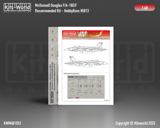 Kits-World KWM481052 1:48  F/A-18E or F/A-18F Hornet wheels and canopy frame paint mask