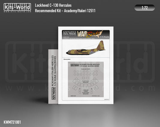 Kits-World M721001 1:72 Lockheed C-130H/E Hercules ROKAF & USAF Canopy & Wheels Paint Mask (Outside Only)