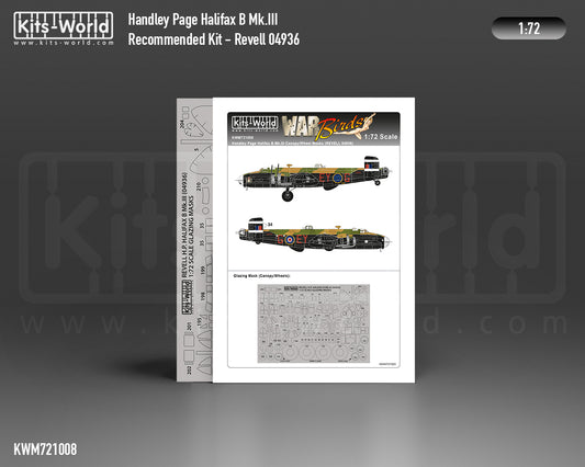 Kits-World M721008 1:72 Handley-Page Halifax B Mk.III Canopy & Wheels Paint Mask (Outside Only)