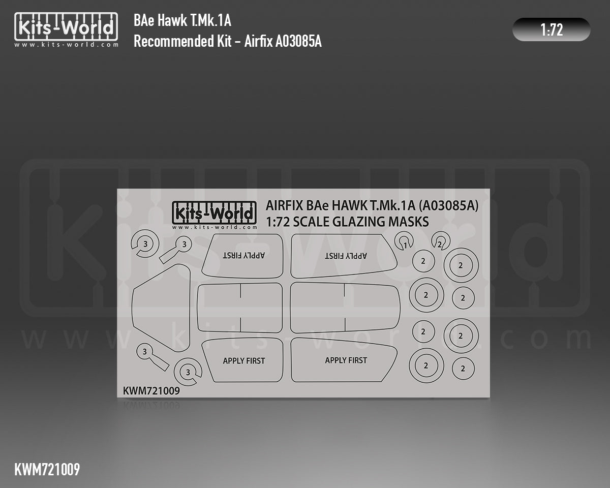 Kits-World M721009 1:72 BAe Hawk T.1A Canopy & Wheels Paint Mask (Outside Only)