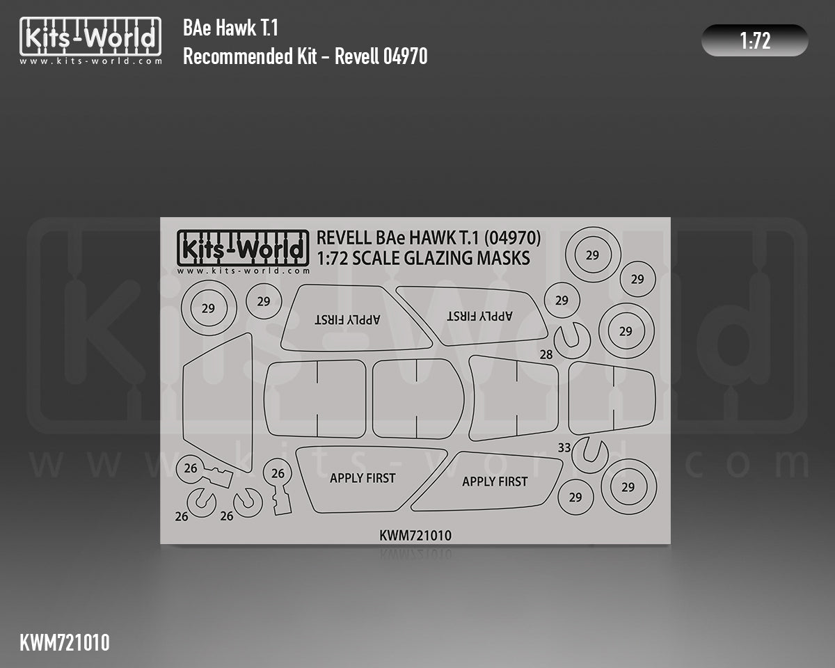 Kits-World M721010 1:72 BAe Hawk T.1 Canopy & Wheels Paint Mask (Outside Only)
