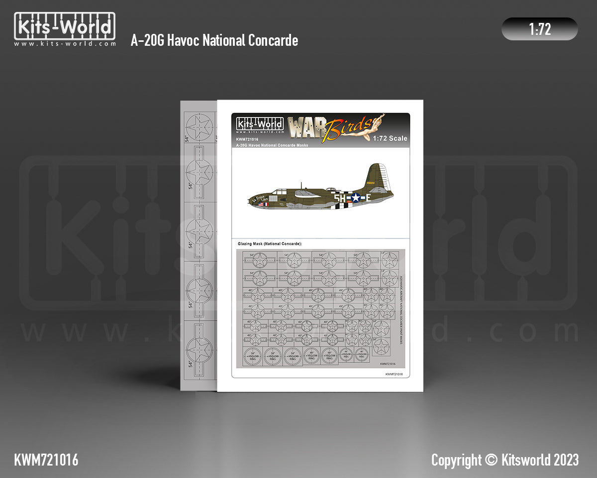 Kits-World M721016 1:72 Douglas A-20 Havoc National Cocarde Paint Mask