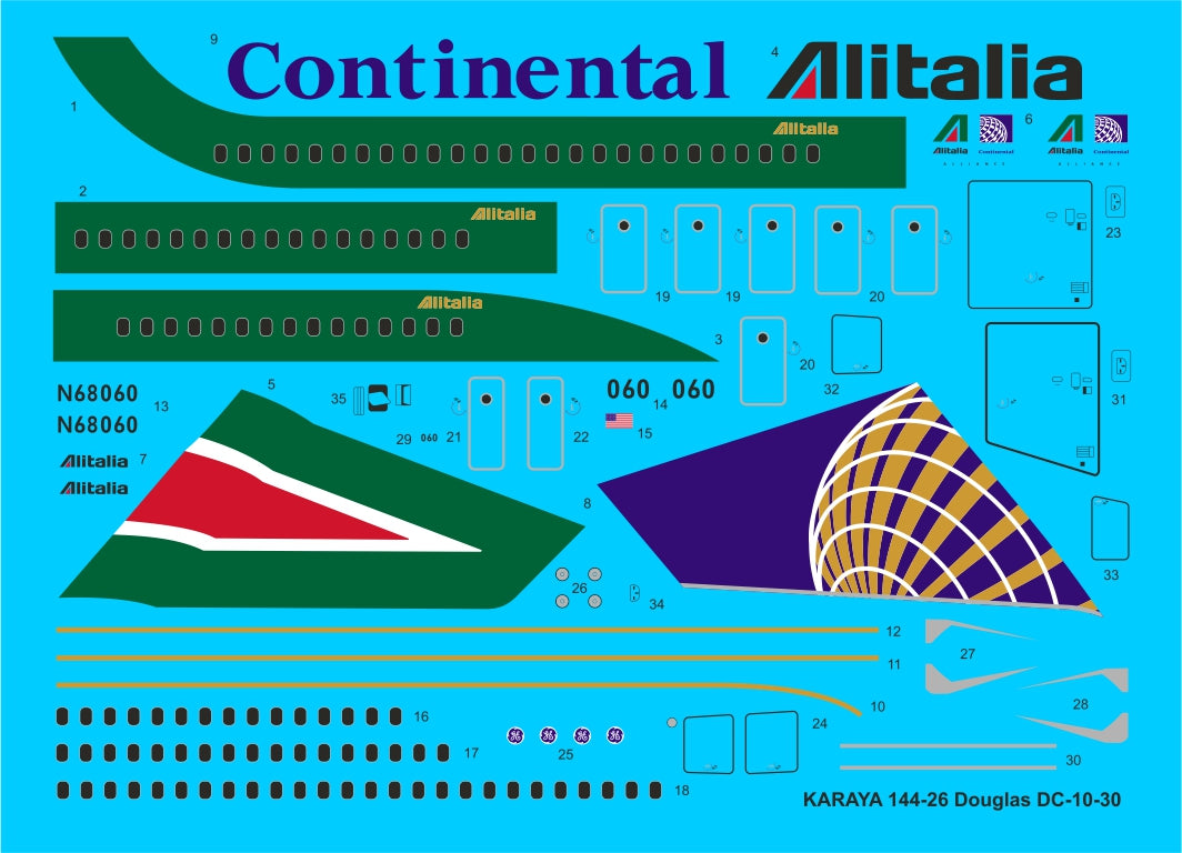 Karaya 144-26 1:144 DC-10-30 Alitalia/Continental N68060