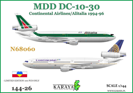 Karaya 144-26 1:144 DC-10-30 Alitalia/Continental N68060