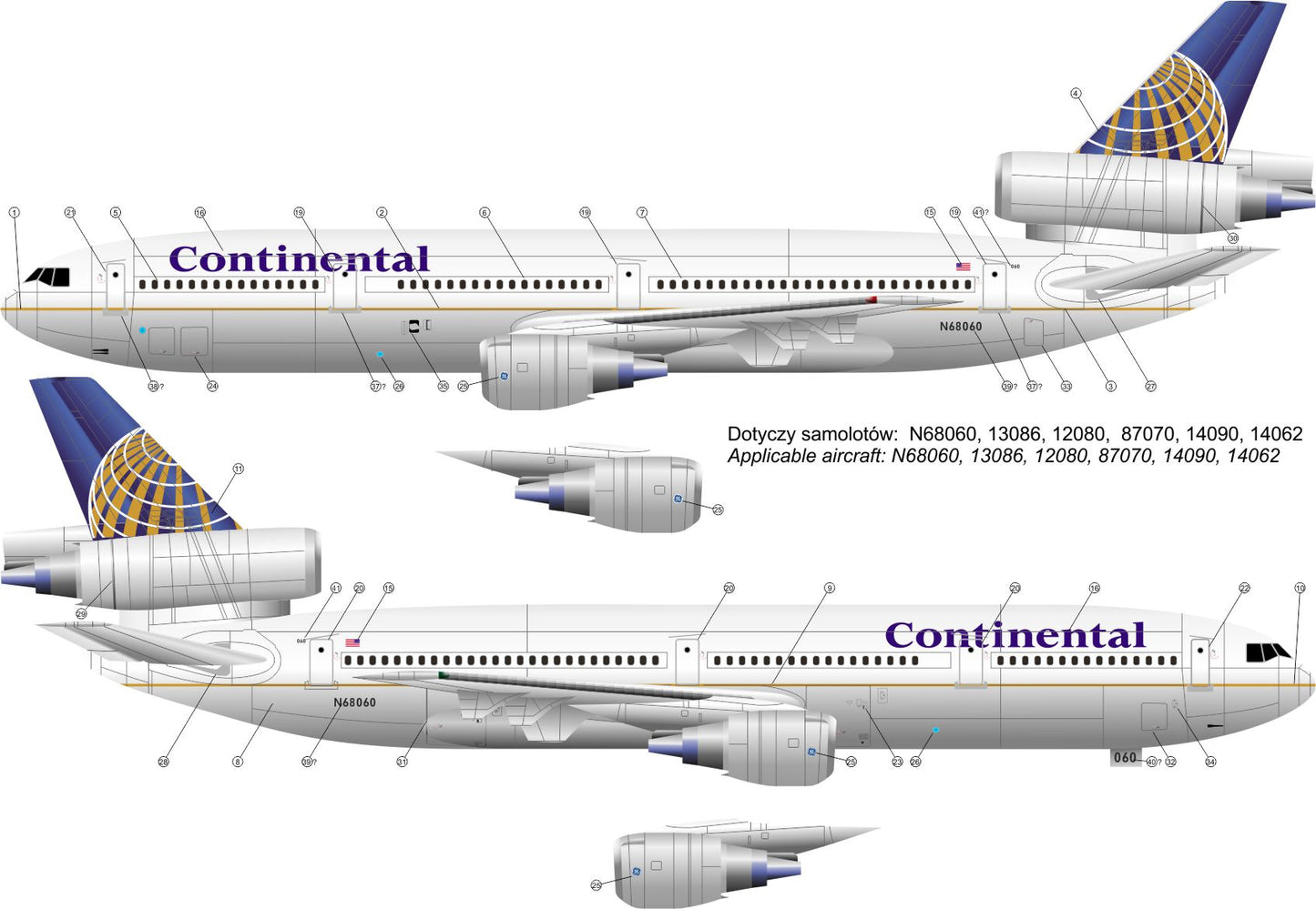 Karaya 144-28 1:144 DC-10-30 Continental