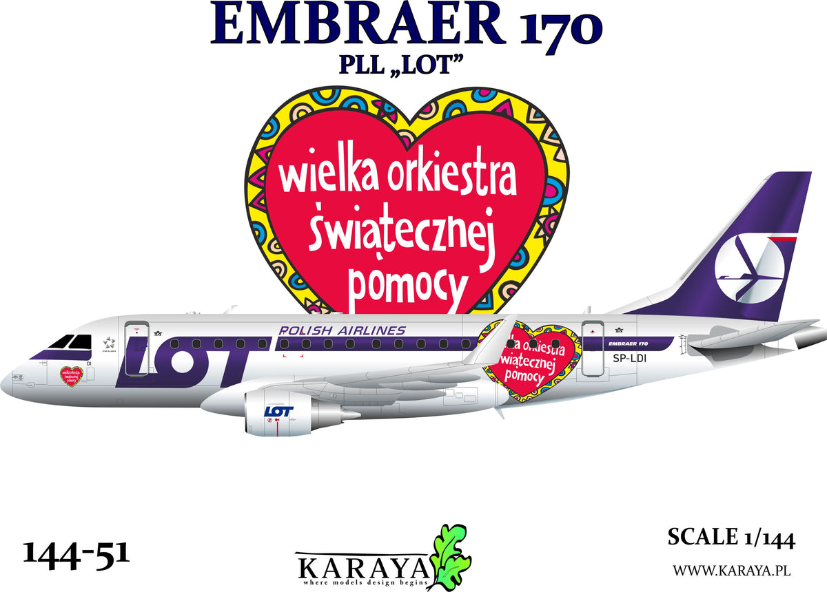 Karaya 144-51 1:144 Embraer 170 PLL LOT (early and special WOSP liveries)