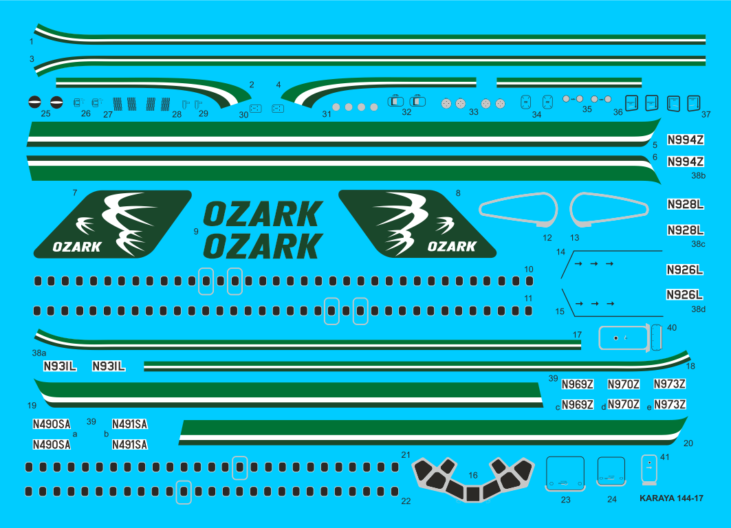 Karaya D144-17 1:144 Douglas DC-9-15/32 OZARK late