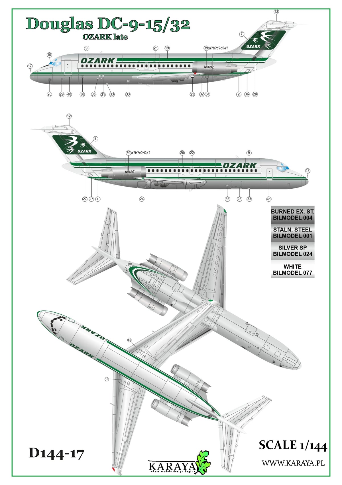 Karaya D144-17 1:144 Douglas DC-9-15/32 OZARK late