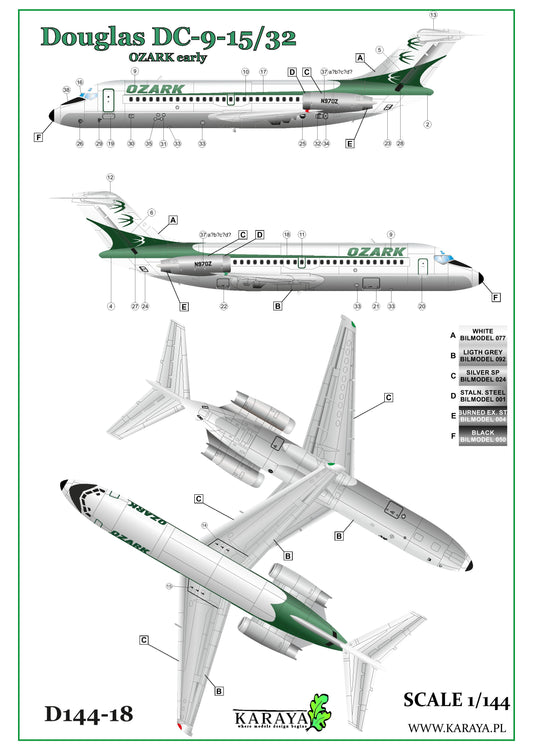 Karaya D144-18 1:144 Douglas DC-9- 5/32 OZARK early