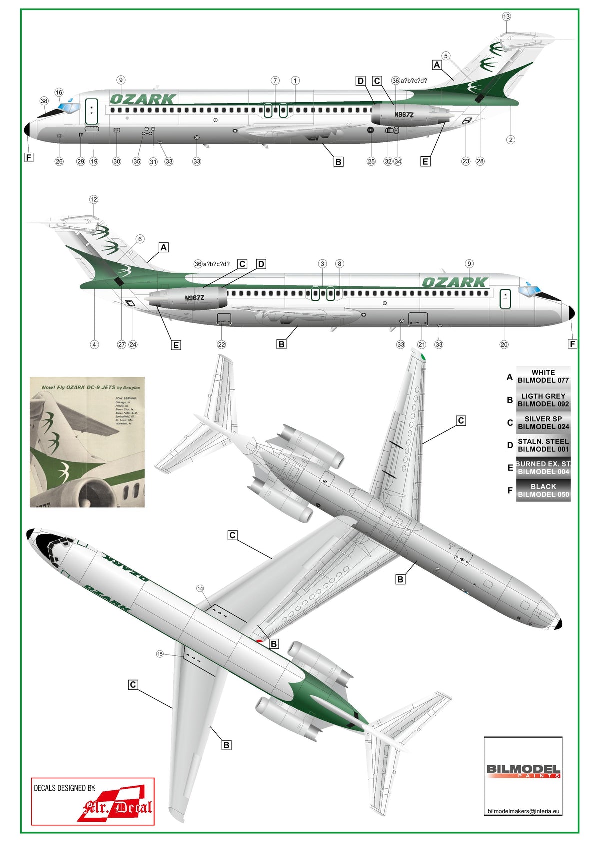 Karaya D144-18 1:144 Douglas DC-9- 5/32 OZARK early