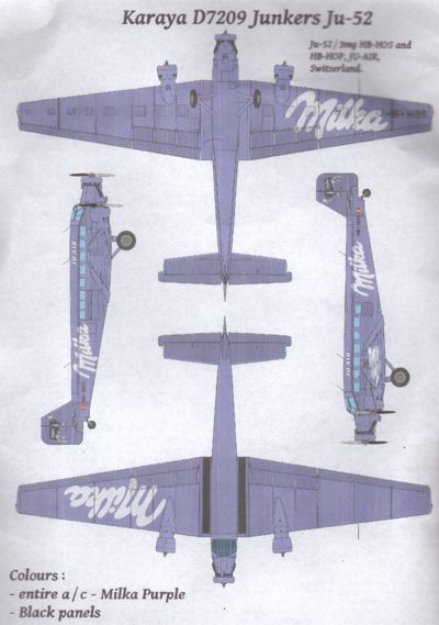 Karaya D7209 1:72 Junkers Ju-52/3mg JU-Air Milka