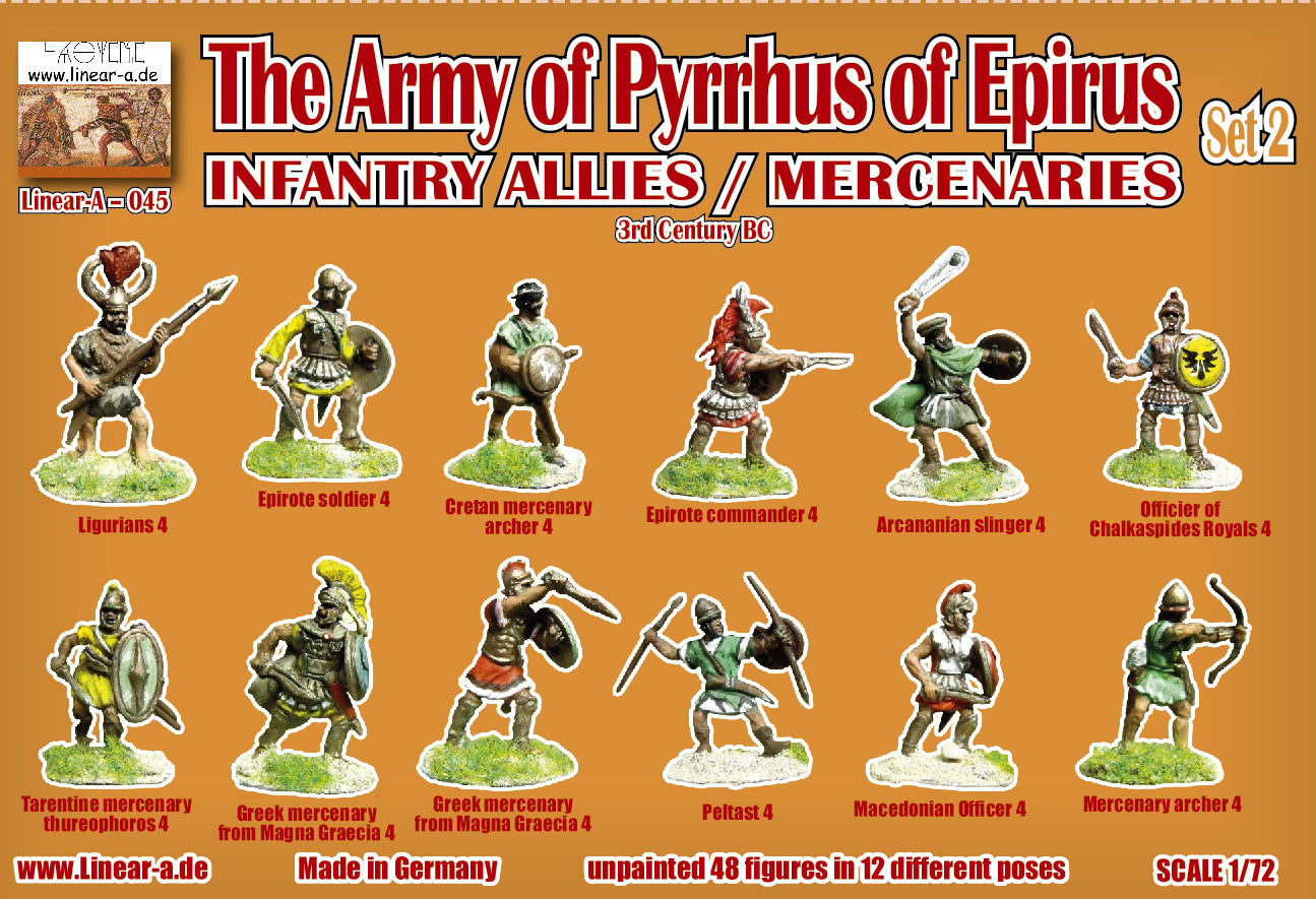 Linear-A 045 1:72 The Army of Pyrrhus of Epirus Infantry Allies / Mercenaries Set 2