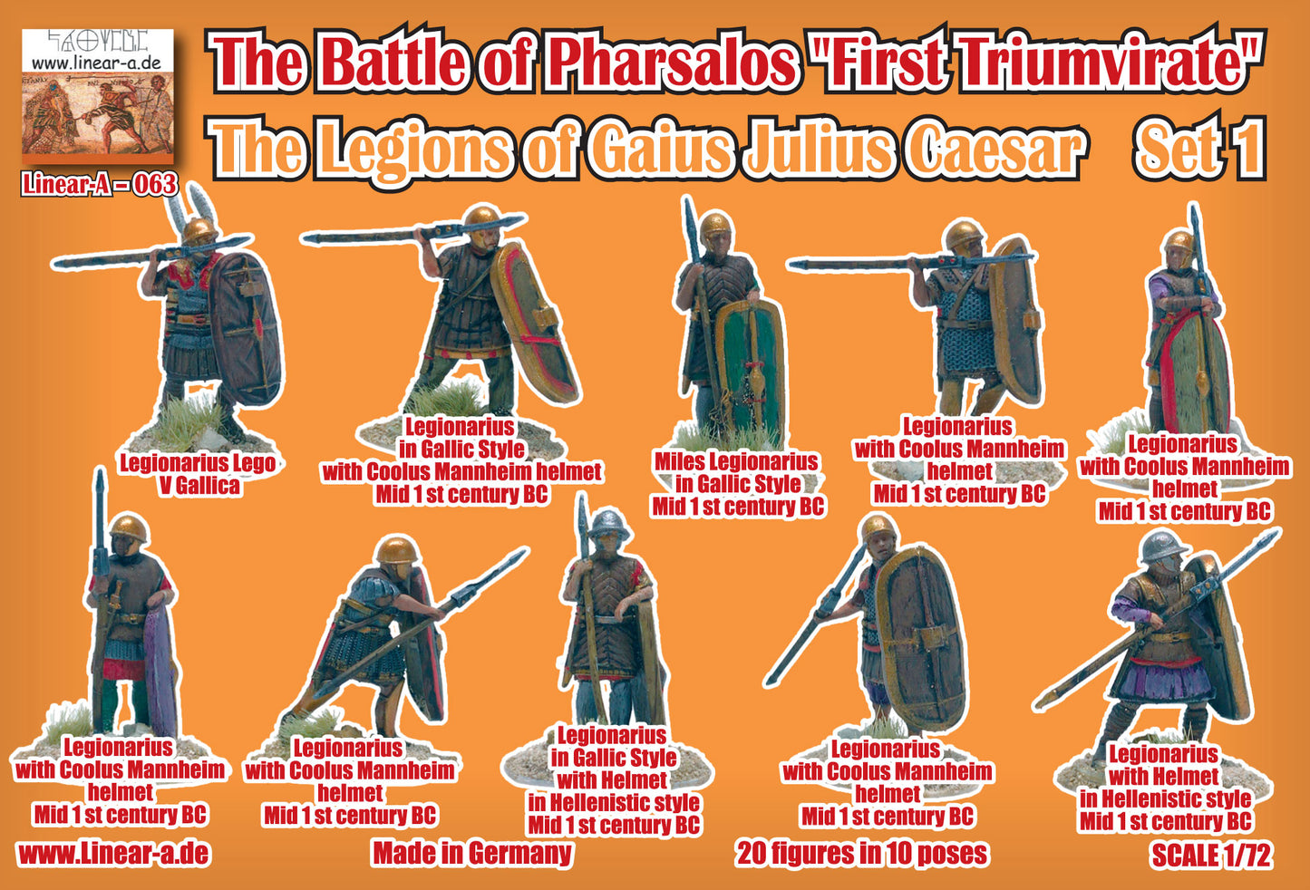 Linear-A LA063 1:72 The Battle of Pharsalos "First Triumvirate" The Legions of Gaius Julius Caesar Set 1
