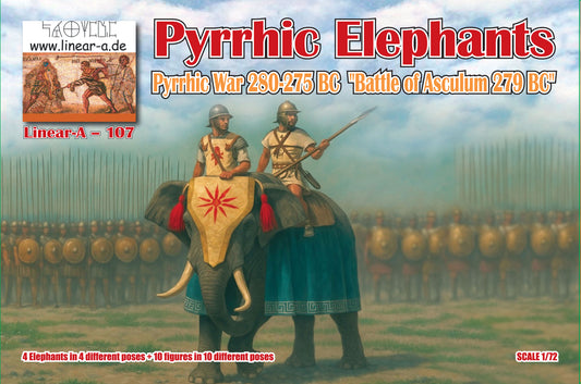 Linear-A LA107 1:72 Pyrrhic Elephants Pyrrhic War 280-275 BC 'Battle of Asculum 279 BC' (Big Set)