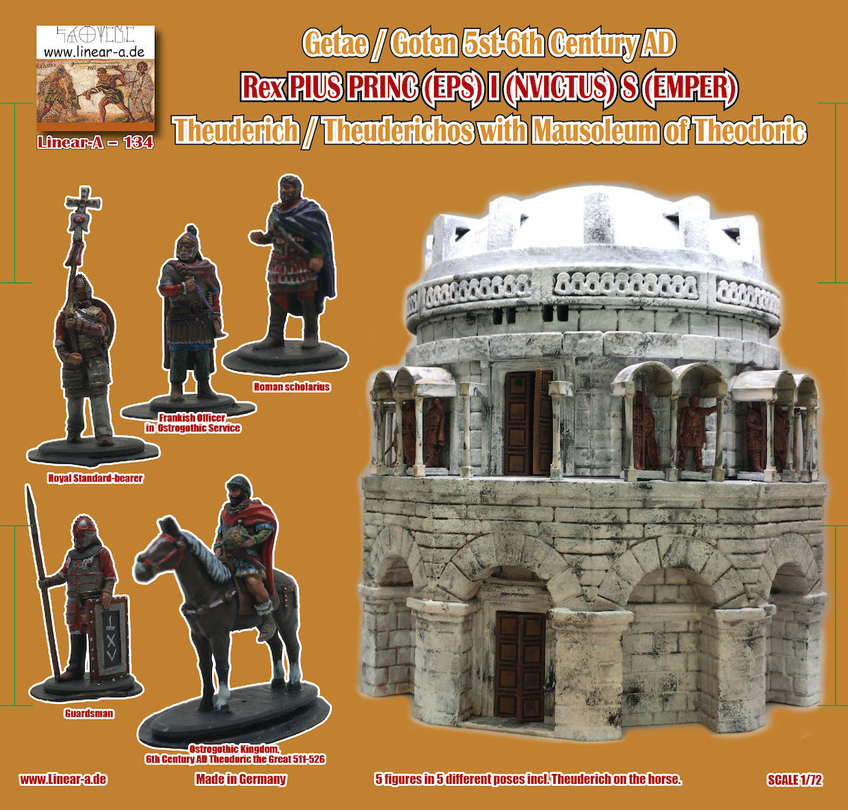 Linear-A LA134 1:72 Mausoleum of Theoderic in Ravenna and includes six exclusive figures available only in this set.