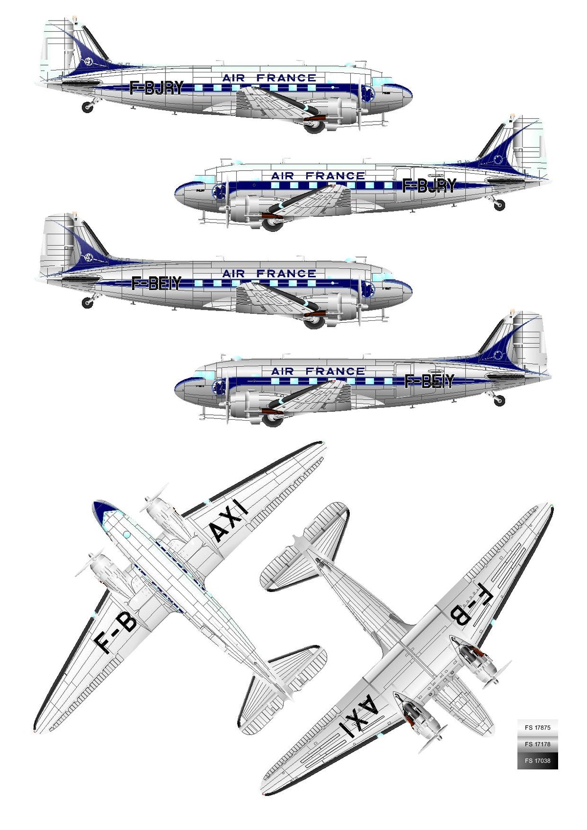 Lima Oscar Decals 144012 1:144 Douglas DC-3 Air France