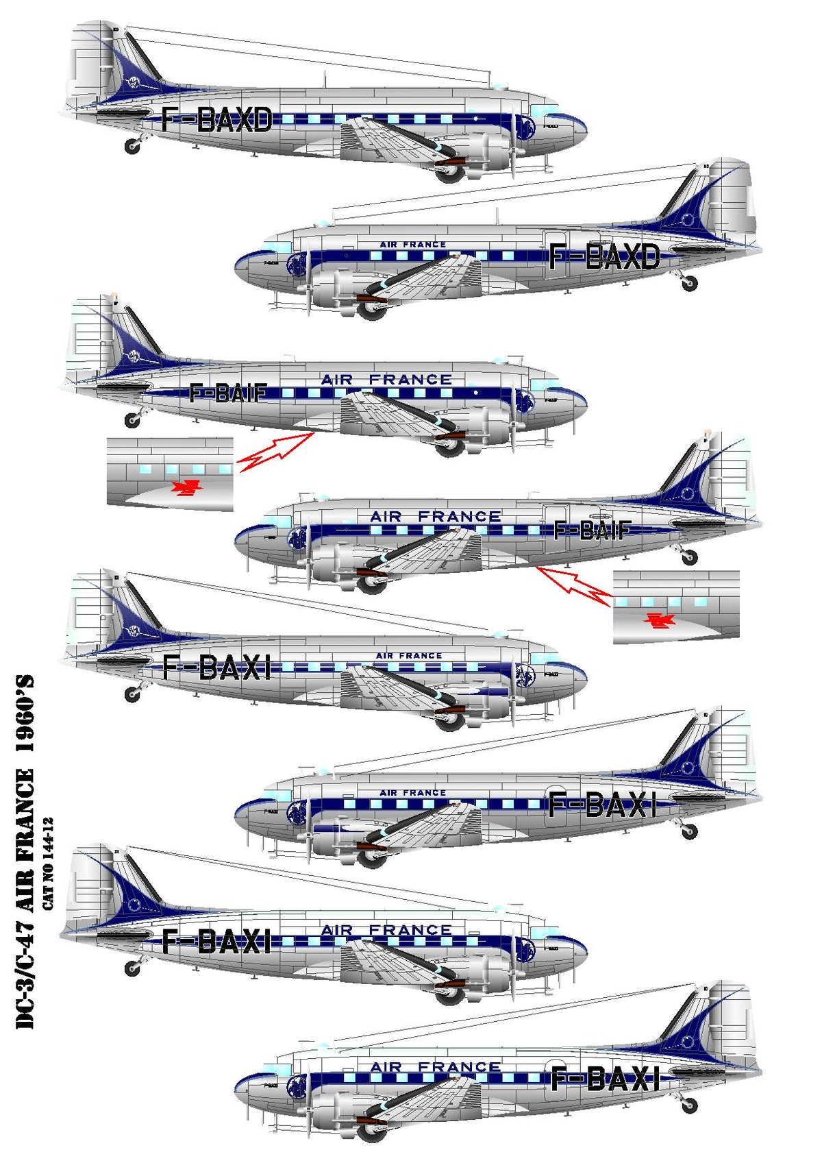 Lima Oscar Decals 144012 1:144 Douglas DC-3 Air France