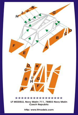LF Models CM7211 1:72 DH-80 Puss Moth Canopy Frame Paint Mask