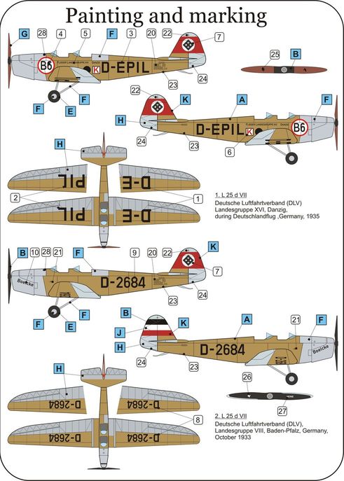 LF Models PE7269 1:72 L 25d VII Sports & training plane